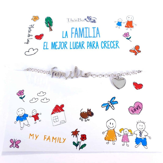 Pulsera familia de plata de ley