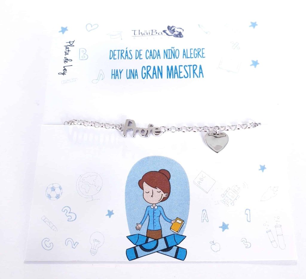 Pulsera profe de plata de ley