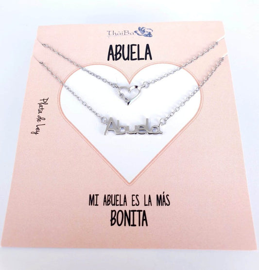 Collar doble abuela de plata de ley