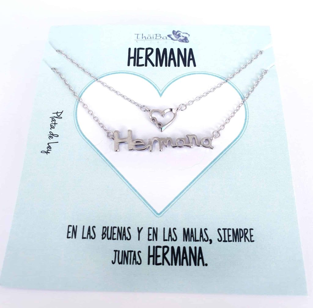 Collar doble hermana de plata de ley