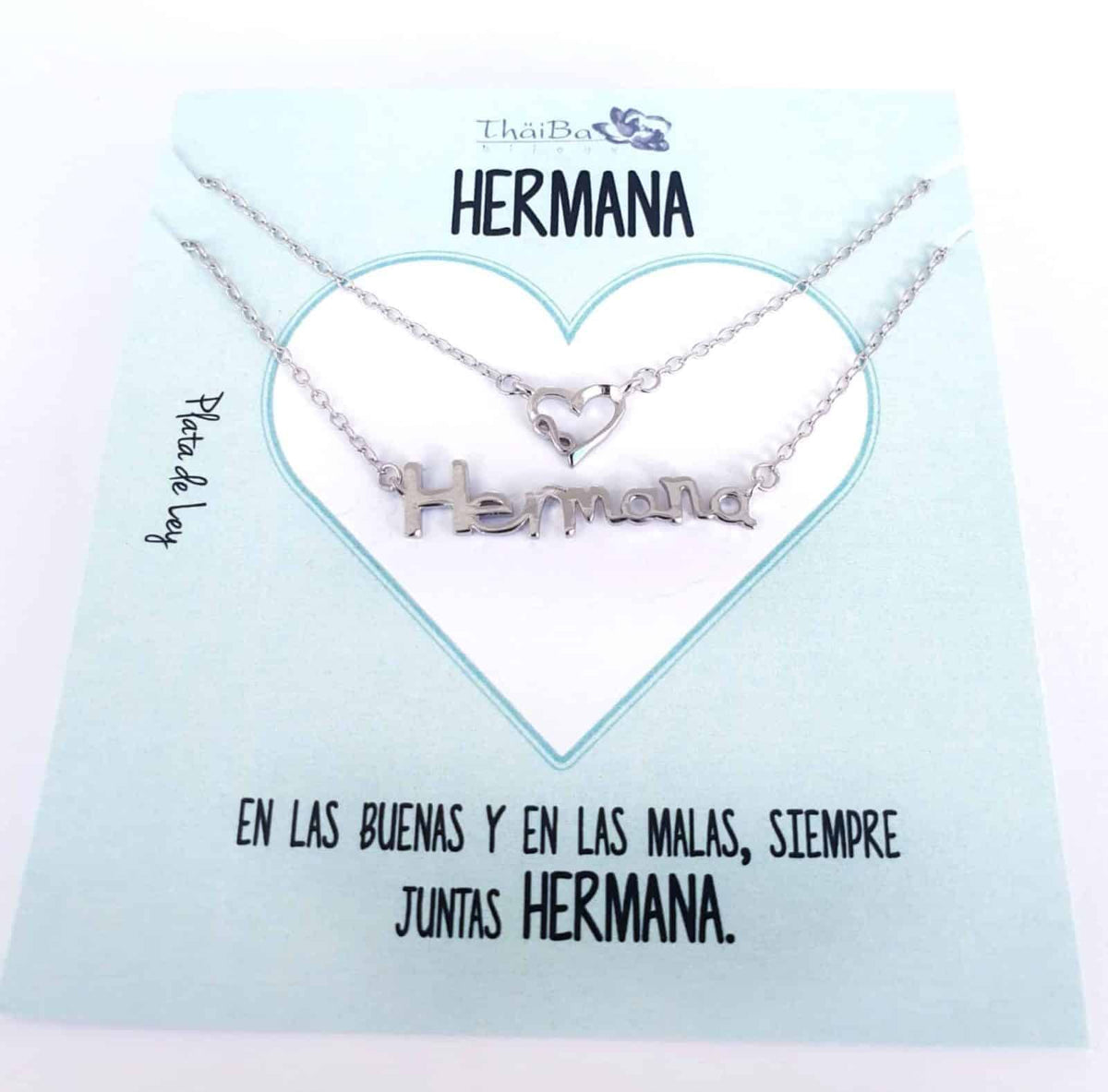 Collar doble hermana de plata de ley - vista adicional