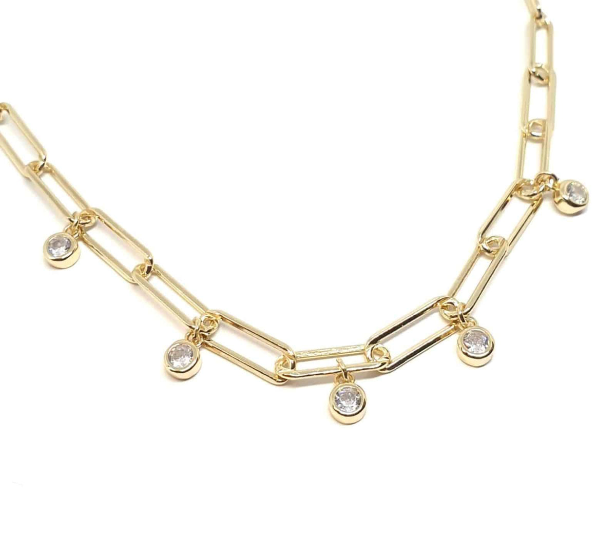 Collar eslabón oro circonitas de plata de ley con baño de oro de 14 quilates - vista adicional