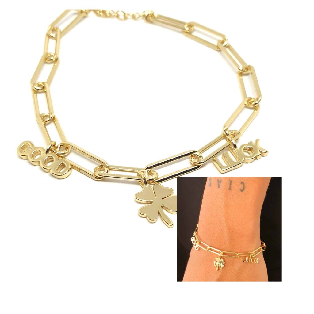 Pulsera good luck oro de plata de ley