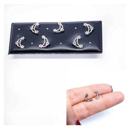 Pendientes luna happy de plata de ley