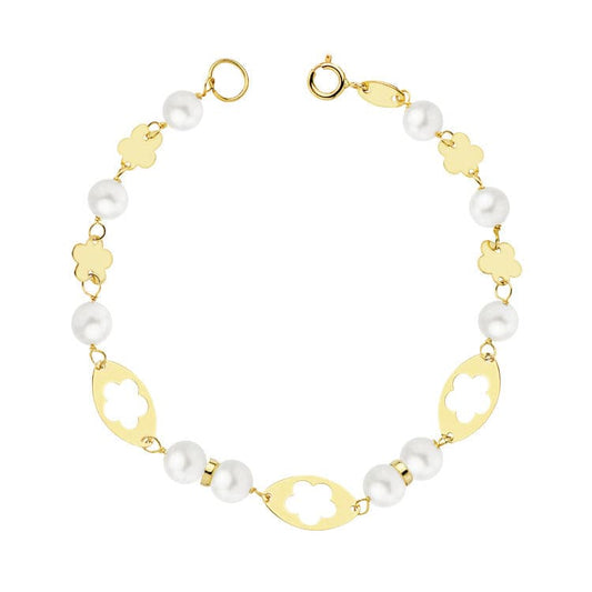 Pulsera Comunion Perla 5,5 mm 16 cm de oro amarillo 18K