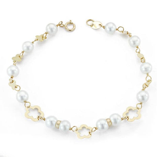 Pulsera Comunion Perla 5,5 mm 17,5 mm de oro amarillo 18K