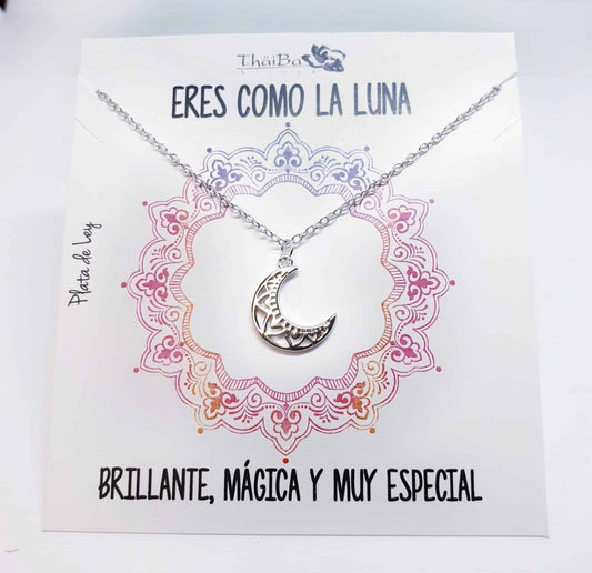 Collar luna mandala de plata de ley