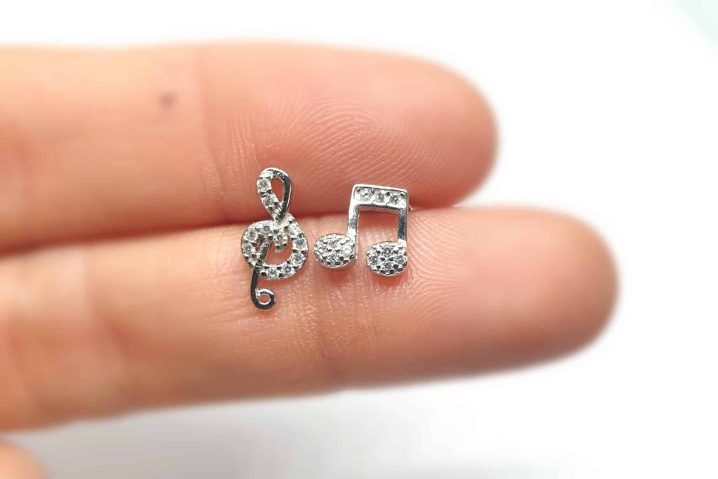 Pendientes music de plata de ley