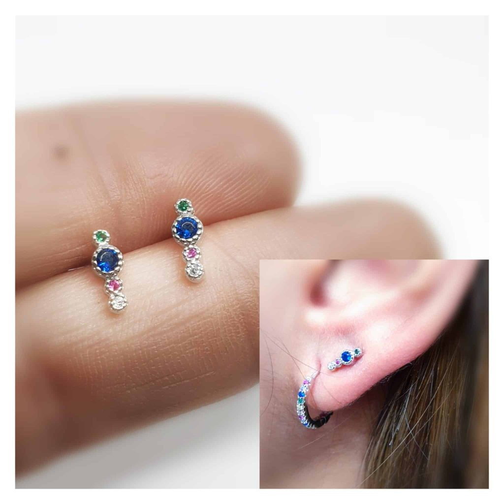 Pendientes glamour de plata de ley