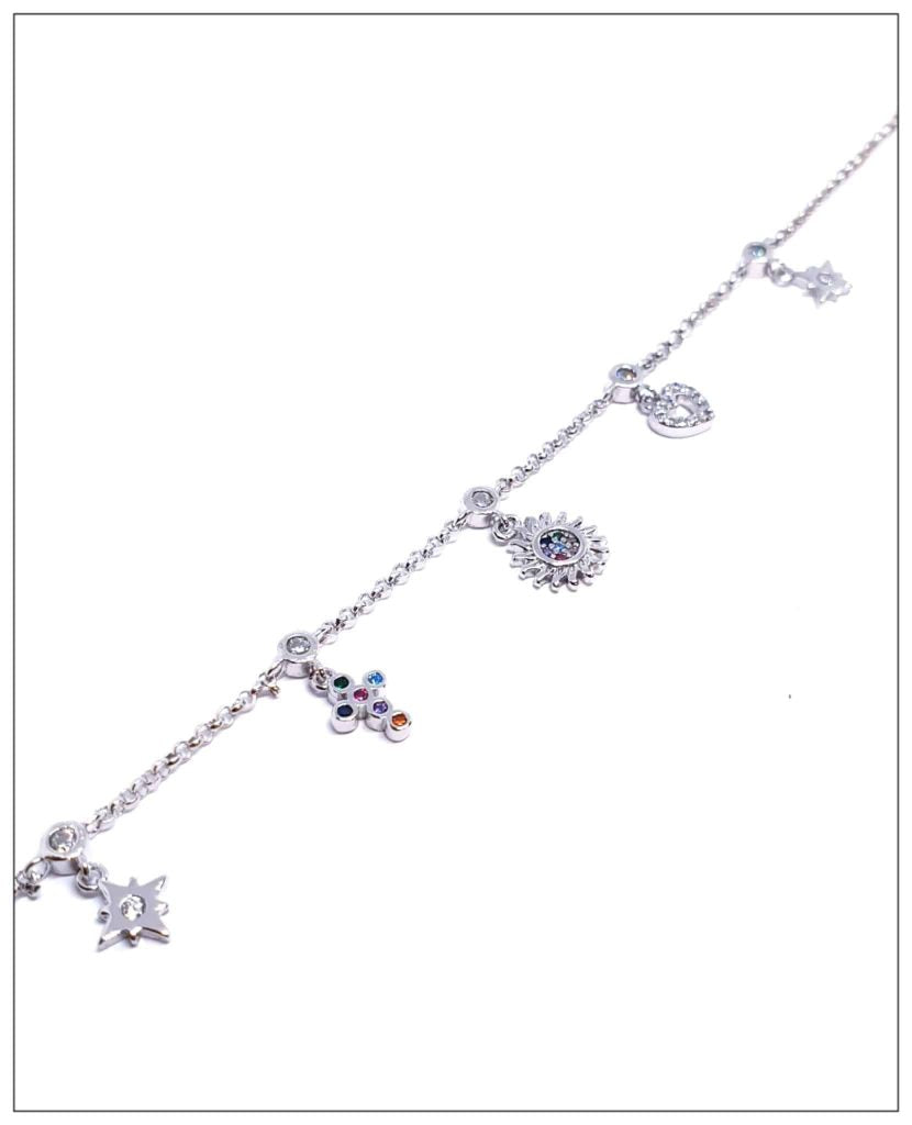 Pulsera charms colores de plata de ley