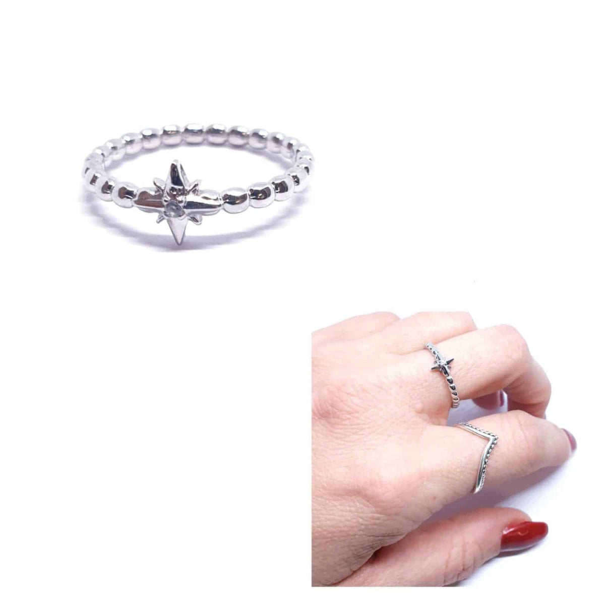 Anillo estrella polar de plata de ley - vista adicional