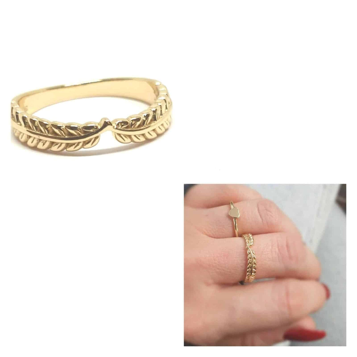 Anillo rama pico de plata de ley con baño de oro de 14 quilates - vista adicional