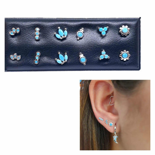 Pendientes xs blue de plata de ley