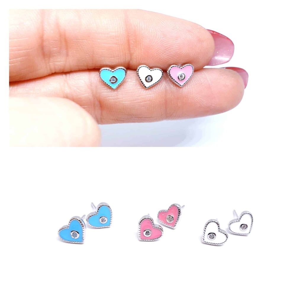 Pendientes love color de plata de ley