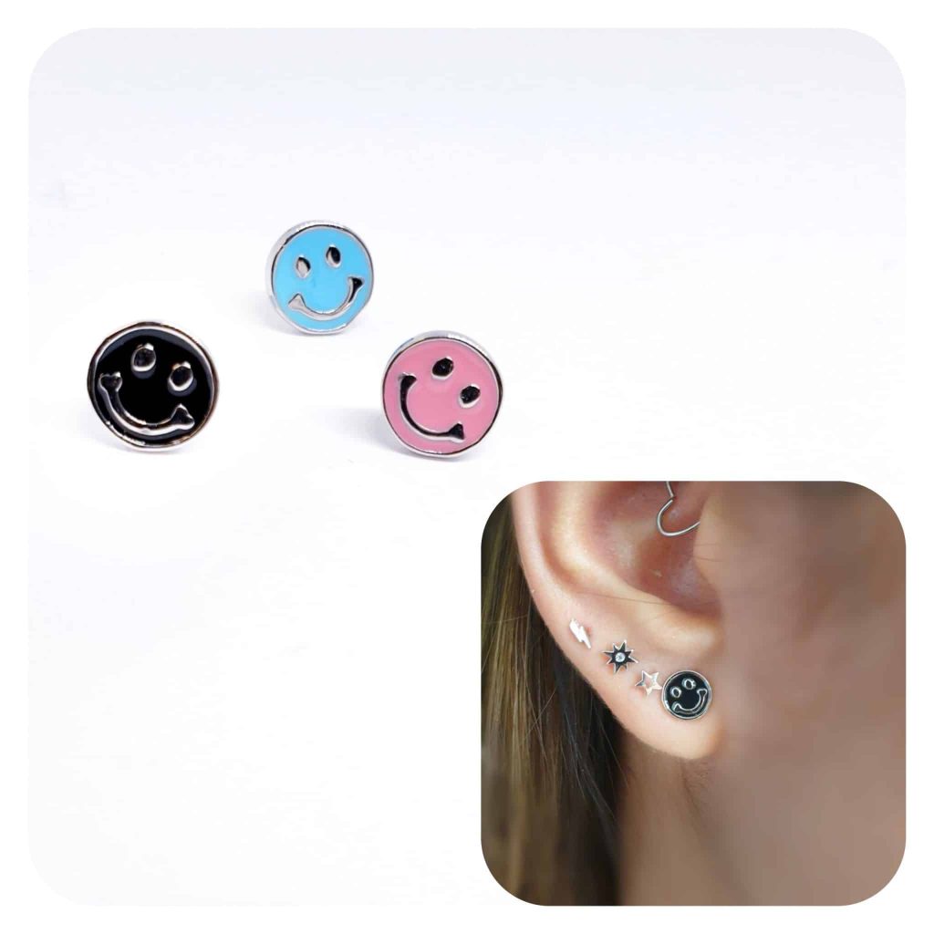 Pendientes smile de plata de ley