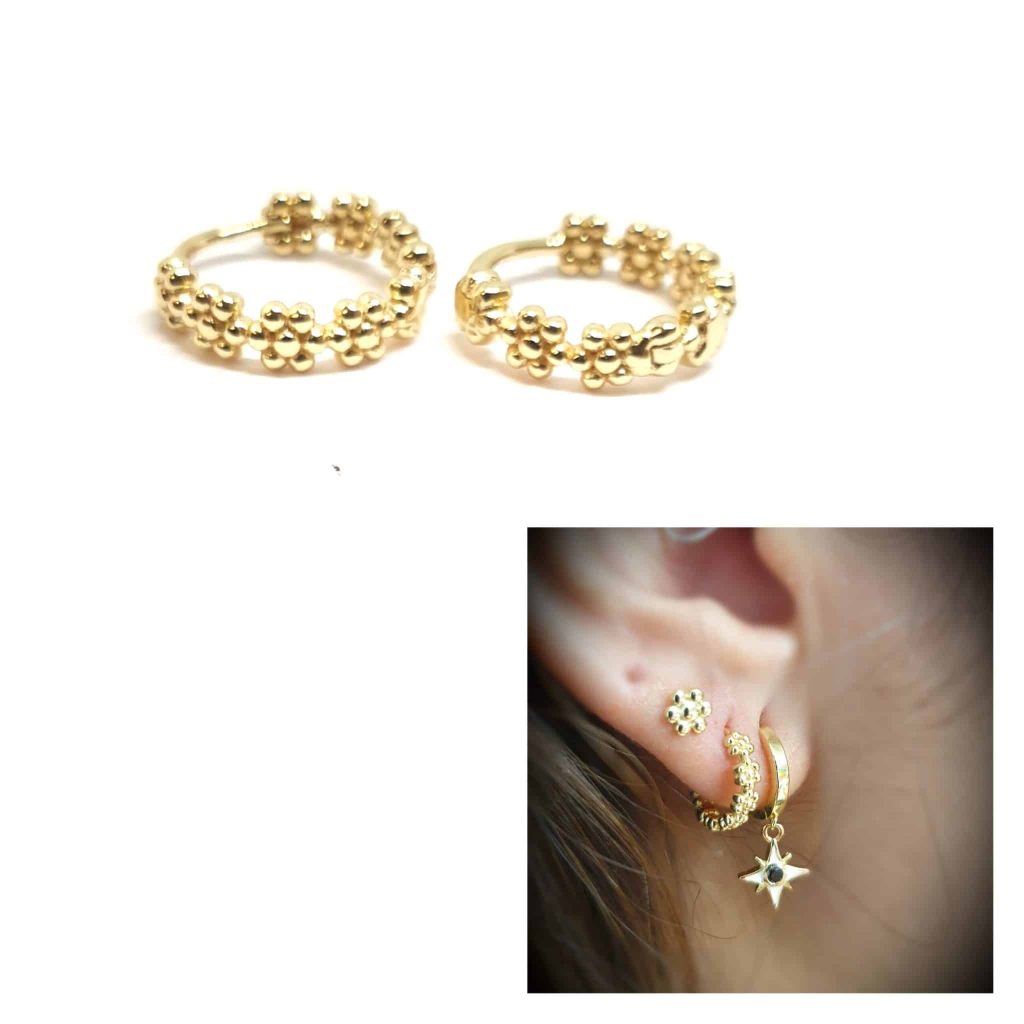 Pendientes primavera oro de 14 quilates