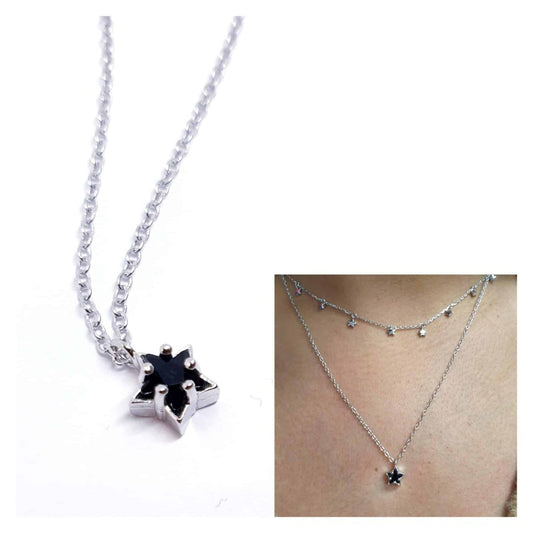Collar estrella negra de plata de ley - Joyería Zafir