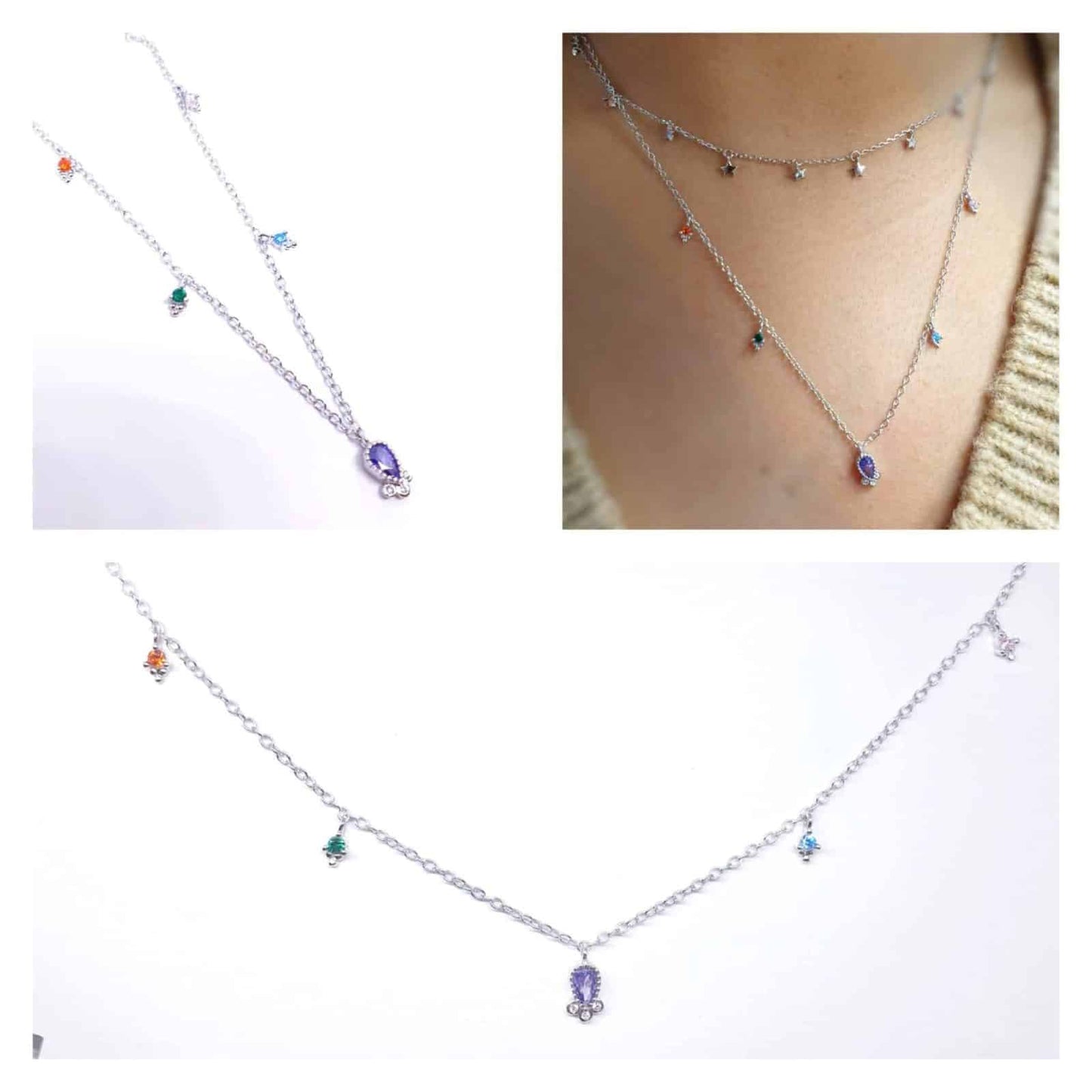 Collar cachemir de plata de ley