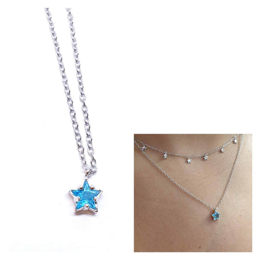 Collar estrella azul de plata de ley - Joyería Zafir