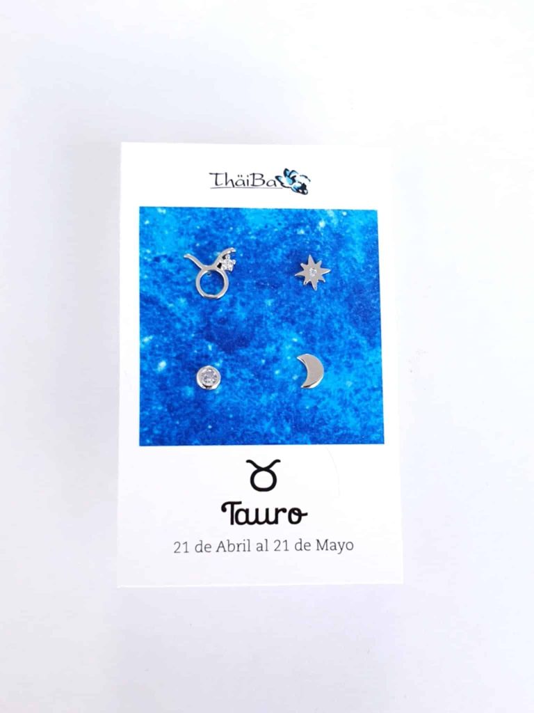 Pendientes constelación tauro de plata de ley