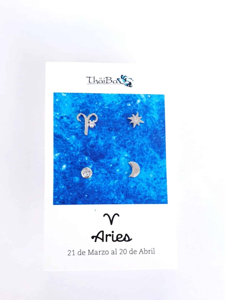 Pendientes constelación aries de plata de ley