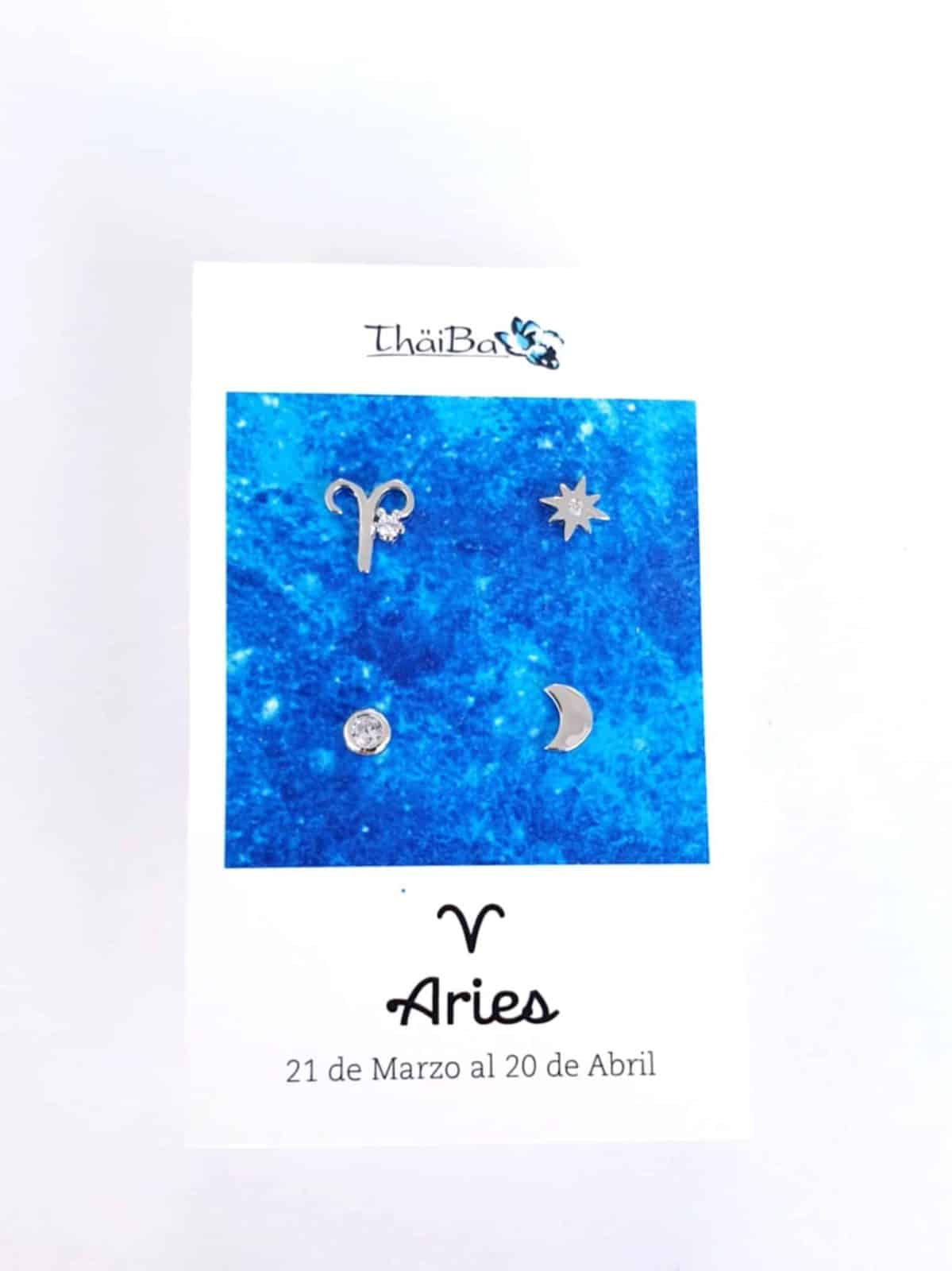 Pendientes constelación aries de plata de ley - vista adicional