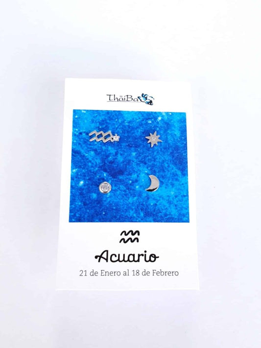 Pendientes constelación acuario de plata de ley