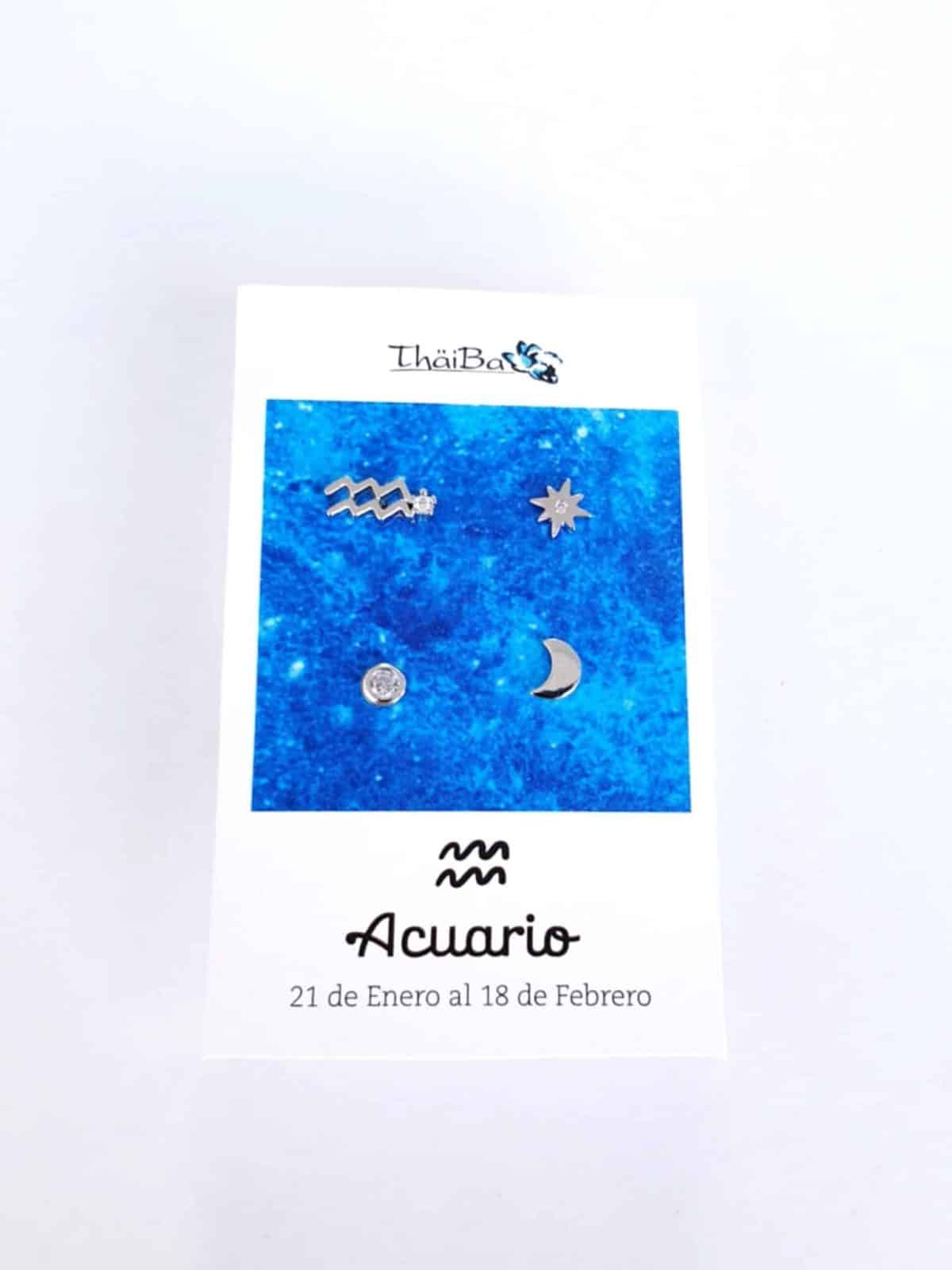 Pendientes constelación acuario de plata de ley - vista adicional