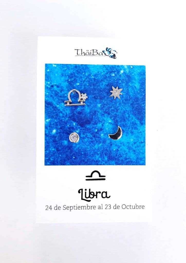 Pendientes constelación libra de plata de ley