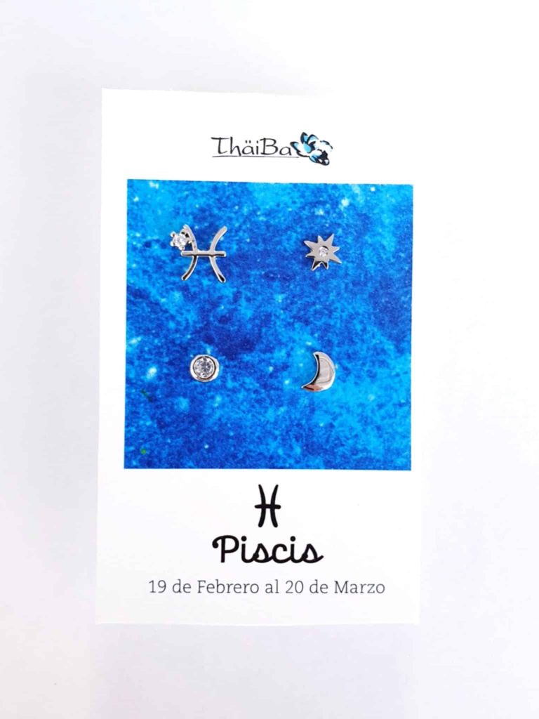Pendientes constelación piscis de plata de ley