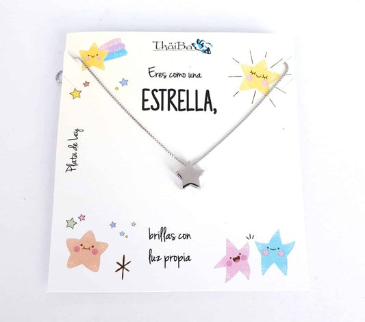 Collar estrella de plata de ley