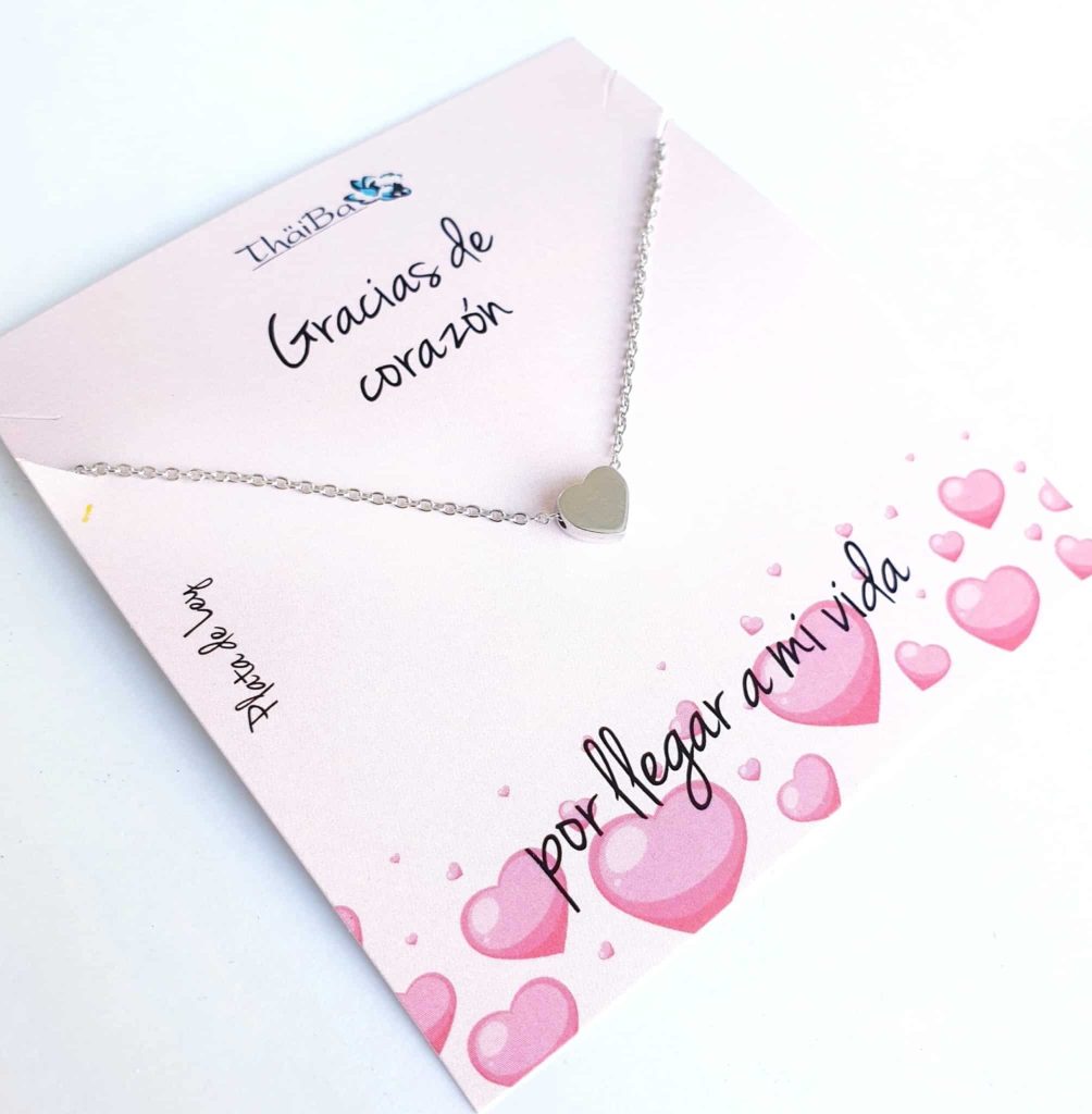Collar gracias de corazón de plata de ley