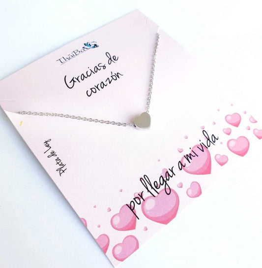 Collar gracias de corazón de plata de ley