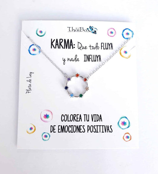 Collar karma color de plata de ley