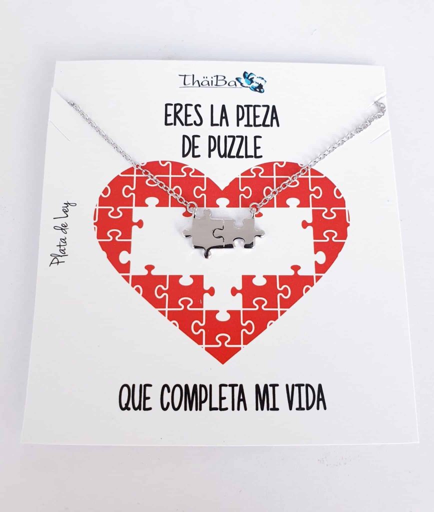Collar puzle de plata de ley
