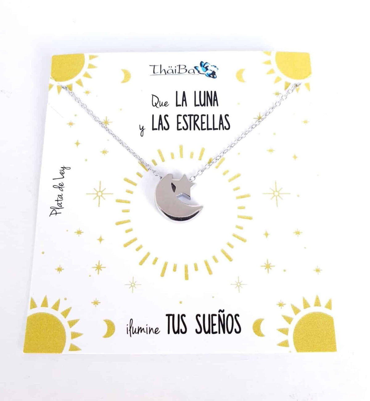 Collar luna y estrella de plata de ley - vista adicional