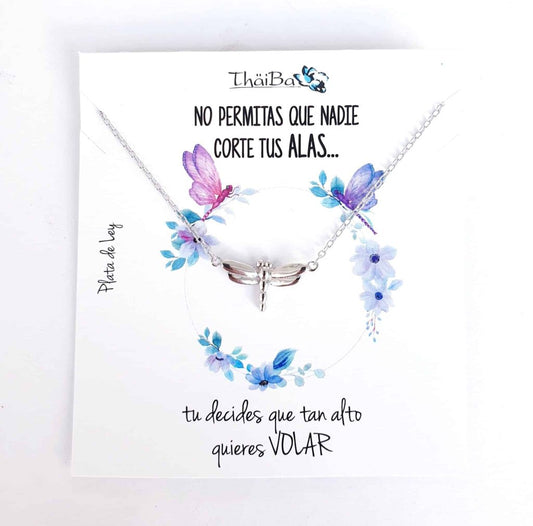 Collar libélula de plata de ley