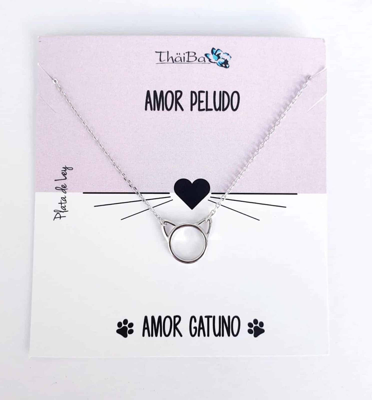 Collar amor gatuno de plata de ley - vista adicional