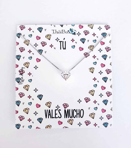 Collar diamante de plata de ley