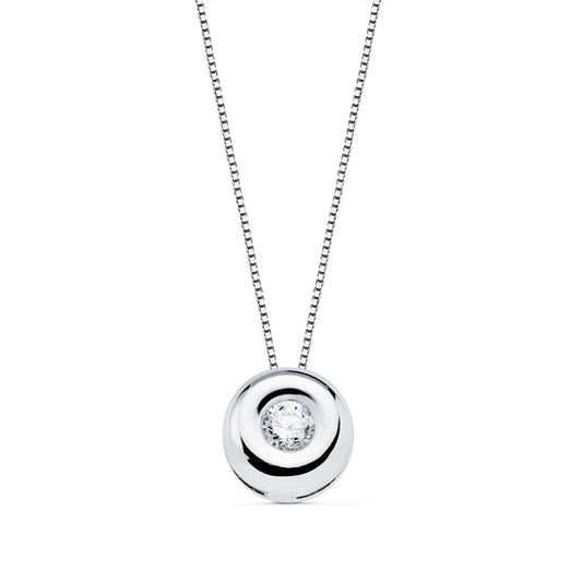 18K GARGANTILLA ORO BLANCO CHATON 5MM DIAMANTE 0,045 QTS. H-I CADENA 42CM