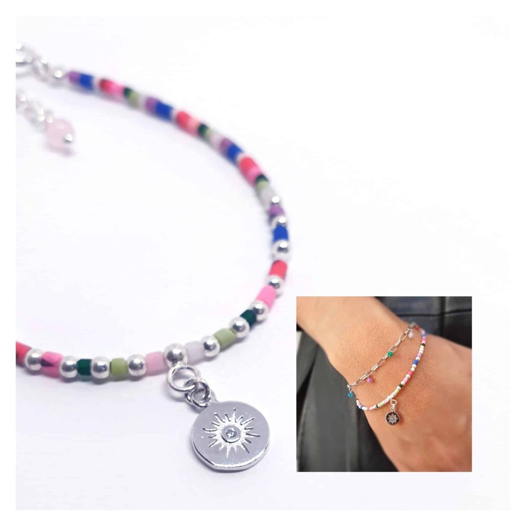 Pulsera sol piedras de plata de ley