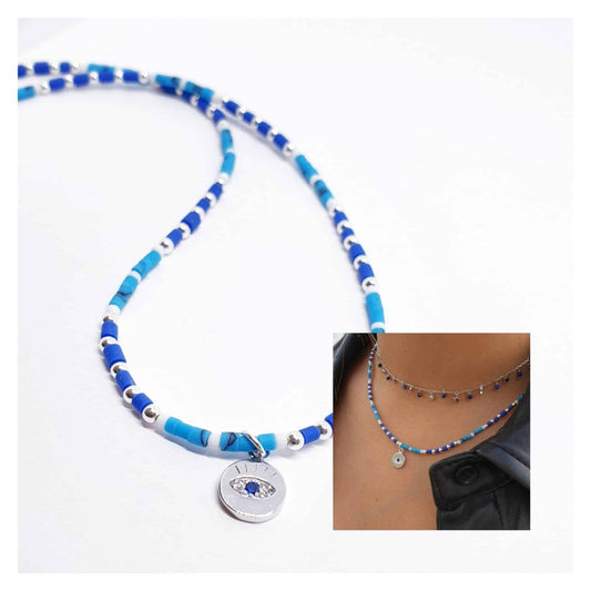 Collar blue eye de plata de ley - Joyería Zafir