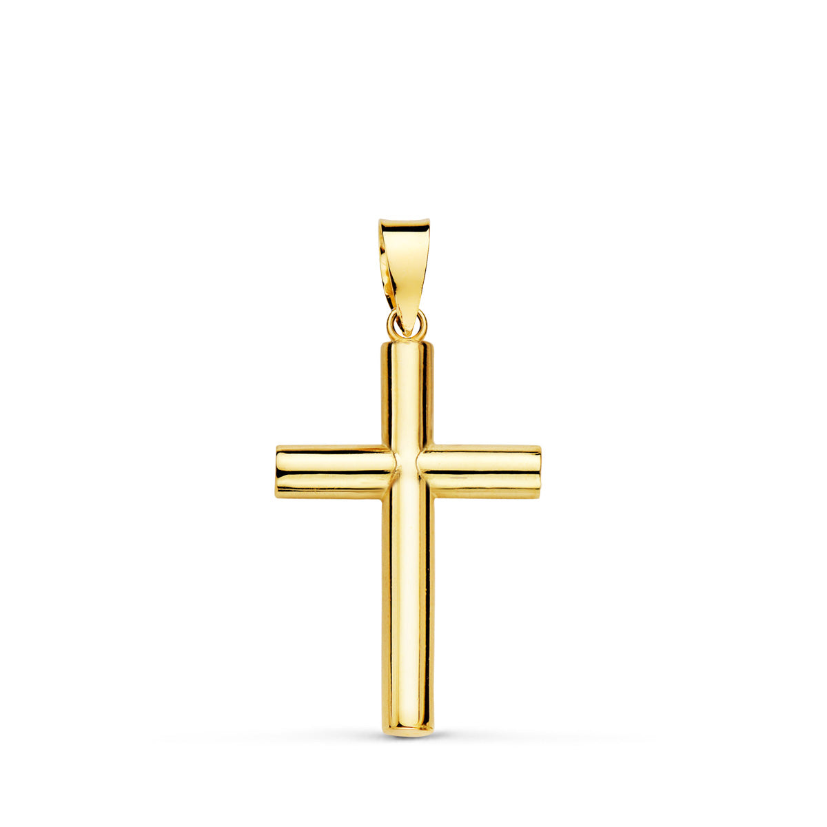 18K CRUZ ORO AMARILLO LISA TUBO HUECO. 21 X 14 X 3 MM