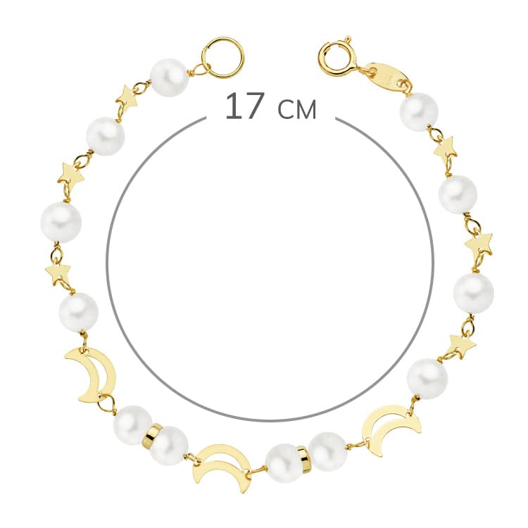 18K PULSERA ORO AMARILLO COMUNION PERLA 5 MM 17CM