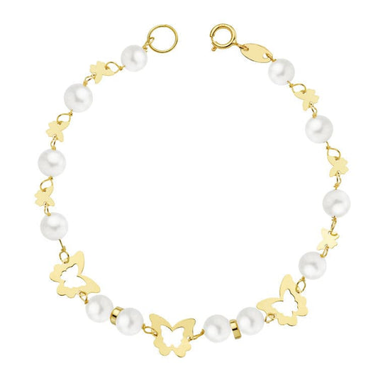 Pulsera Comunion Perla 5,5 mm 17 cm de oro amarillo 18K