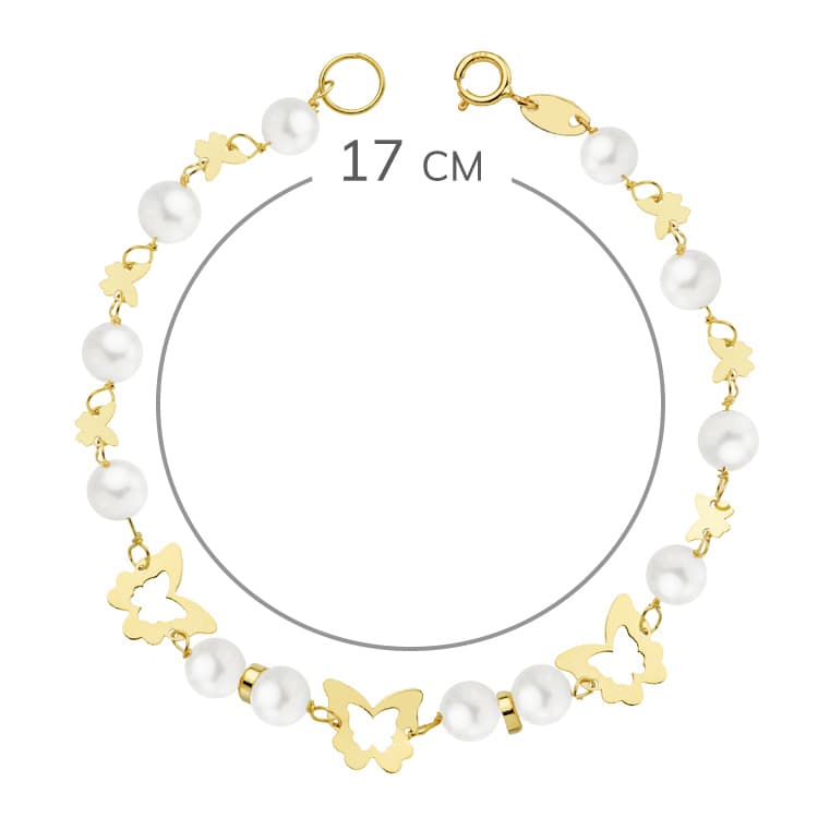 18K PULSERA ORO AMARILLO COMUNION PERLA 5.5 MM 17CM