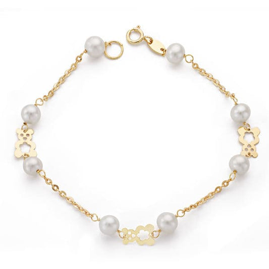Pulsera Comunion Perla 5,5 mm 17 cm de oro amarillo 18K