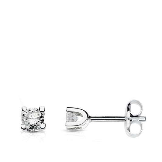 18K PENDIENTES ORO BLANCO CON DIAMANTES LABORATORIO 2,5 MM TALLA BRILLANTE 0,120 QTS. VS2-G. CIERRE PRESION