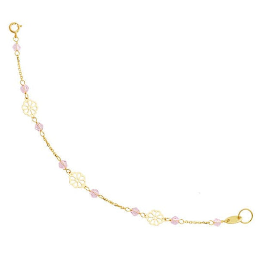 18K PULSERA ORO AMARILLO PIEDRAS Y MOTIVO. 13CM