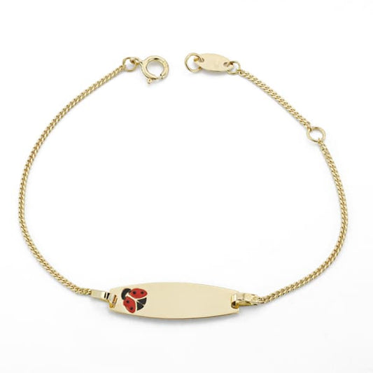 Pulsera Esclava Mariquita Esmalte 14 cm de oro amarillo 18K